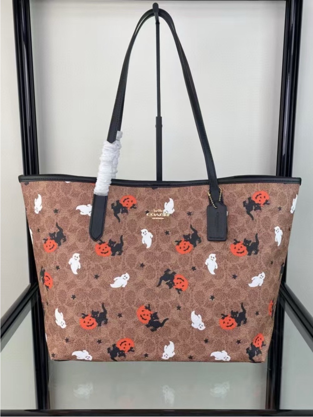 Coach City Tote In Signature Canvas With Halloween Print